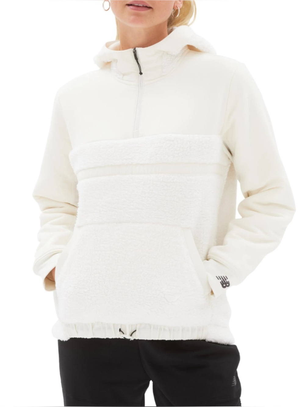 NEW BALANCE | NWT Q Speed Sherpa Anorak Quarter Zip Jacket in Sea Salt, Sz Large